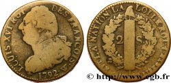 LOUIS XVI (MONARQUE CONSTITUTIONNEL) 2 sols dit au faisceau , type FRANÇOIS 1792 Lille