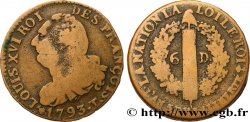 LOUIS XVI (MONARQUE CONSTITUTIONNEL) 6 deniers dit au faisceau , type FRANÇOIS 1793 Nantes