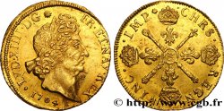 LOUIS XIV LE GRAND OU LE ROI SOLEIL Double louis d or aux insignes, portrait aux cheveux courts 1704 Aix-en-Provence TTB+