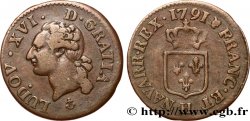 LOUIS XVI Liard dit “à l écu” 1791 La Rochelle