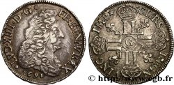LOUIS XIV LE GRAND OU LE ROI SOLEIL Demi-écu aux huit L, 1er type 1691 Poitiers TB+/TTB