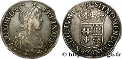 LOUIS XIV  THE SUN KING  Écu de Navarre, portrait à la mèche longue 1659 Saint-Palais MBC+/EBC