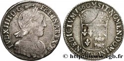 LOUIS XIV  THE SUN KING  Douzième d écu de Béarn, portrait à la mèche longue 1660 Morlaàs VF
