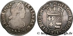 LOUIS XIV  THE SUN KING  Quart d écu de Béarn, portrait à la mèche longue 1657 Morlaàs VF/XF