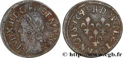 LOUIS XIII LE JUSTE Double tournois, type de Warin 1643 La Rochelle