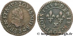 LOUIS XIII  Denier tournois 1616 Amiens AU
