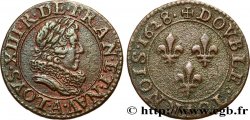 LOUIS XIII Double tournois, type 5 de Paris 1628 Paris