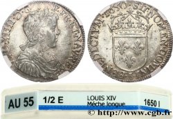 LOUIS XIV LE GRAND OU LE ROI SOLEIL Demi-écu à la mèche longue 1650 Limoges
