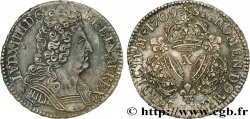 LOUIS XIV LE GRAND OU LE ROI SOLEIL Demi-écu aux trois couronnes 1709 Amiens