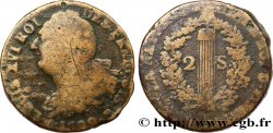 LOUIS XVI (MONARQUE CONSTITUTIONNEL) 2 sols dit au faisceau , type FRANÇOIS 1792 Rouen