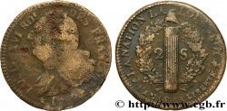 LOUIS XVI 2 sols dit  au faisceau , type FRANÇOIS, légende fautée sans le 4 de L’AN 4 1792 Marseille VF/VF