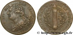 LOUIS XVI 2 sols dit  au faisceau , type FRANÇAIS 1792 Strasbourg AU