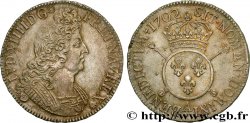 LOUIS XIV LE GRAND OU LE ROI SOLEIL Écu aux insignes 1702 Paris