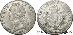 LOUIS XV DIT LE BIEN AIMÉ Écu aux branches d’olivier, tête ceinte d’un bandeau 1743 Poitiers TB+/TTB