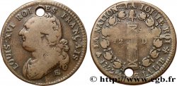 LOUIS XVI 12 deniers dit au faisceau , type FRANÇAIS 1792 Strasbourg