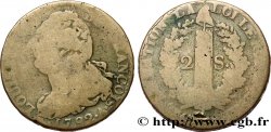 LOUIS XVI 2 sols dit au faisceau , type FRANÇOIS 1792 Paris