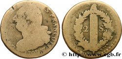 LOUIS XVI (MONARQUE CONSTITUTIONNEL) 2 sols dit au faisceau , type FRANÇOIS 1792 Lille