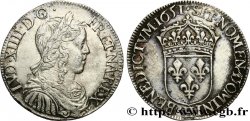 LOUIS XIV LE GRAND OU LE ROI SOLEIL Demi-écu, portrait à la mèche longue 1651 La Rochelle TTB