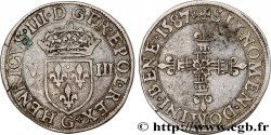 HENRY III Huitième d écu, écu de face 1587 Poitiers