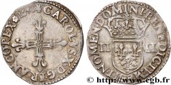 CHARLES X, CARDINAL DE BOURBON Quart d écu, croix de face 1591 Rouen