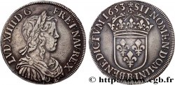LOUIS XIV LE GRAND OU LE ROI SOLEIL Demi-écu à la mèche longue 1653 Rouen