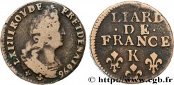 LOUIS XIV LE GRAND OU LE ROI SOLEIL Liard, 3e type, buste âgé 1696 Bordeaux