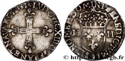 LOUIS XIII Quart d écu, à la croix fleurdelisée, titulature côté croix 1616 Rennes