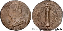 LOUIS XVI (MONARQUE CONSTITUTIONNEL)  2 sols dit  au faisceau , type FRANÇOIS 1792 Paris TTB