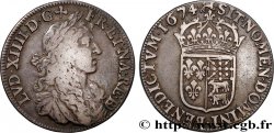 LOUIS XIV LE GRAND OU LE ROI SOLEIL Demi-écu de Béarn, portrait apollinien 1674 Pau TTB+