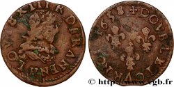 LOUIS XIII LE JUSTE Double tournois, 14e type 1638 La Rochelle