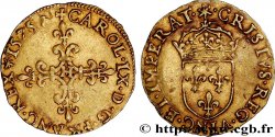 HENRI III. MONNAYAGE AU NOM DE CHARLES IX Écu d or au soleil, 2e type 1575 La Rochelle