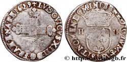 LOUIS XIII  Quart d écu, à la croix fleurdelisée, titulature côté croix 1629 Bayonne