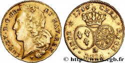 LOUIS XV DIT LE BIEN AIMÉ Double louis d’or aux écus ovales, tête ceinte d’un bandeau 1756 Strasbourg TTB