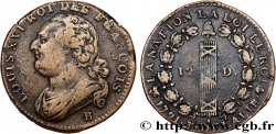 LOUIS XVI (MONARQUE CONSTITUTIONNEL) 12 deniers dit au faisceau , type FRANÇOIS 1791 Rouen