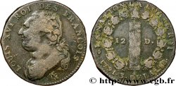 LOUIS XVI 12 deniers dit au faisceau , type FRANÇOIS 1791 Bordeaux