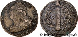 LOUIS XVI 2 sols dit au faisceau , type FRANÇOIS 1792 Metz