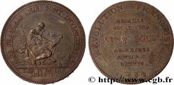 REVOLUTION COINAGE Monneron de 5 sols à l Hercule 1792
