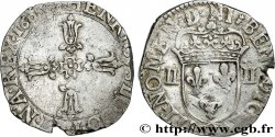 HENRI IV LE GRAND Quart d écu, croix feuillue de face 1605 La Rochelle TB+/TTB