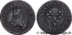 LOUIS XIII LE JUSTE Double tournois, 16e type 1638 Tours