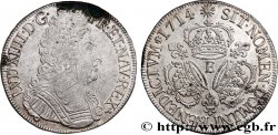 LOUIS XIV LE GRAND OU LE ROI SOLEIL Écu aux trois couronnes 1714 Tours
