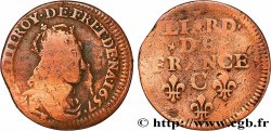 LOUIS XIV LE GRAND OU LE ROI SOLEIL Liard de cuivre, type 5 1657 Caen