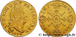 LOUIS XIV LE GRAND OU LE ROI SOLEIL Louis d or aux quatre L 1695 Lyon TTB+/SUP