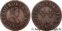 LOUIS XIII LE JUSTE Denier tournois, type 1 1617 Paris