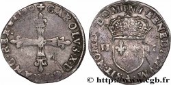 CHARLES X, CARDINAL DE BOURBON Quart d écu, croix de face 1590 Paris TB+