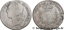 LOUIS XV DIT LE BIEN AIMÉ Demi-écu aux branches d’olivier, tête ceinte d’un bandeau 1743 Orléans B+