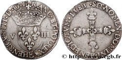 HENRI III Huitième d écu, écu de face 1583 Tours