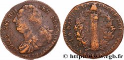 LOUIS XVI 2 sols dit au faisceau , type FRANÇOIS 1792 Metz