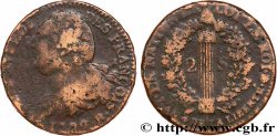 LOUIS XVI (MONARQUE CONSTITUTIONNEL) 2 sols dit au faisceau , type FRANÇOIS 1792 Rouen