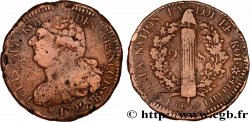 LOUIS XVI 2 sols dit au faisceau , type FRANÇOIS 1792 Besançon