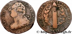 LOUIS XVI 2 sols dit au faisceau , type FRANÇOIS 1791 Paris